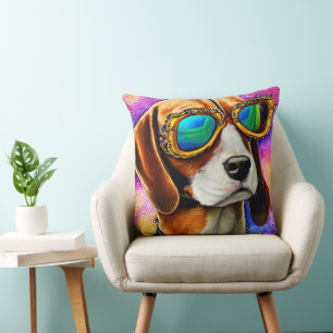 Beagle mit Sonnenbrille Kissen