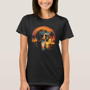 Beagle mit Sonnenbrille Retro Sonnenuntergang Vint T-Shirt
