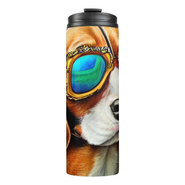 Beagle mit Sonnenbrille Thermosbecher (Vorderseite)