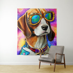 Beagle mit Sonnenbrille Wandteppich