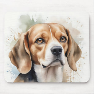 Beagle mit weichem Wasser Portrait mit Flüssigkeit Mousepad
