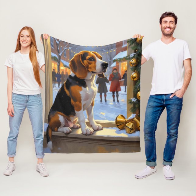 Beagle mit Weihnachtsbeleuchtung Feiertag Fleecedecke (Beispiel)