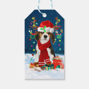 Beagle mit Weihnachtsgeschenke Geschenkanhänger
