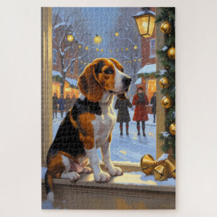 Beagle mit Weihnachtslichtern Urlaub Puzzle