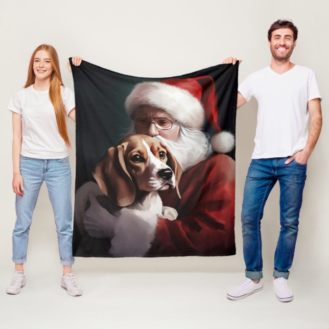 Beagle mit Weihnachtsmann Weihnachten Fleecedecke (Beispiel)