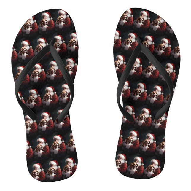 Beagle mit Weihnachtsmann Weihnachten Flip Flops (Fußbett)