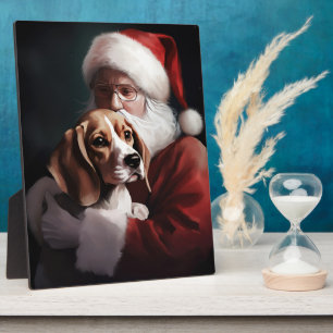 Beagle mit Weihnachtsmann Weihnachten Fotoplatte