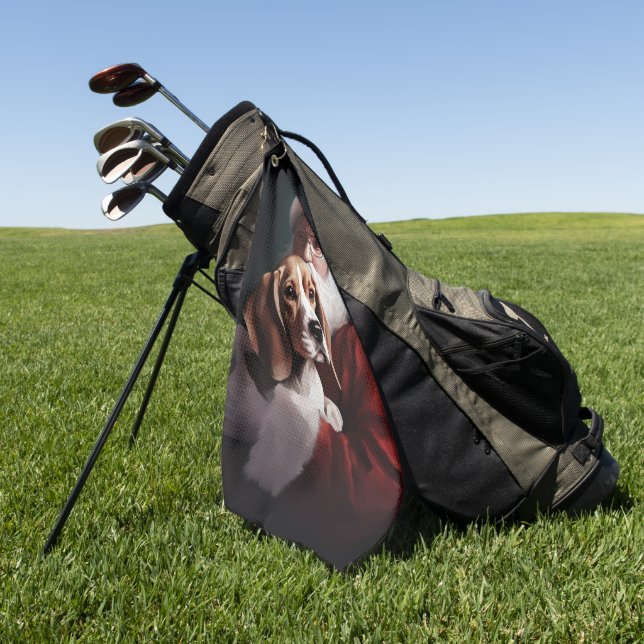 Beagle mit Weihnachtsmann Weihnachten Golfhandtuch (Gras)