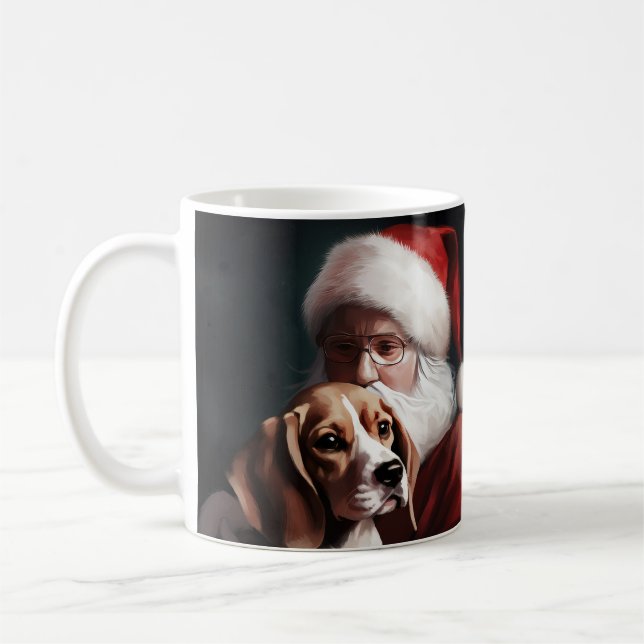 Beagle mit Weihnachtsmann Weihnachten Kaffeetasse (Links)