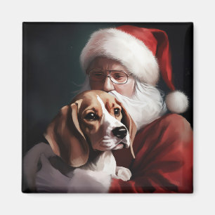 Beagle mit Weihnachtsmann Weihnachten Magnet
