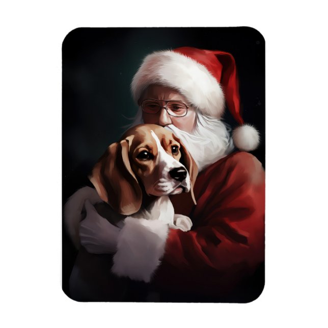 Beagle mit Weihnachtsmann Weihnachten Magnet (Vertikal)