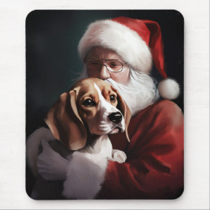 Beagle mit Weihnachtsmann Weihnachten Mousepad