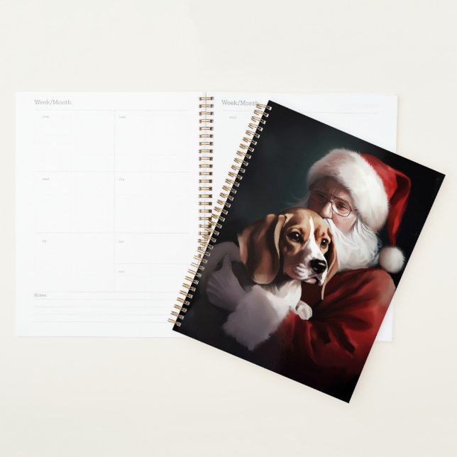 Beagle mit Weihnachtsmann Weihnachten Planer (Anzeige)