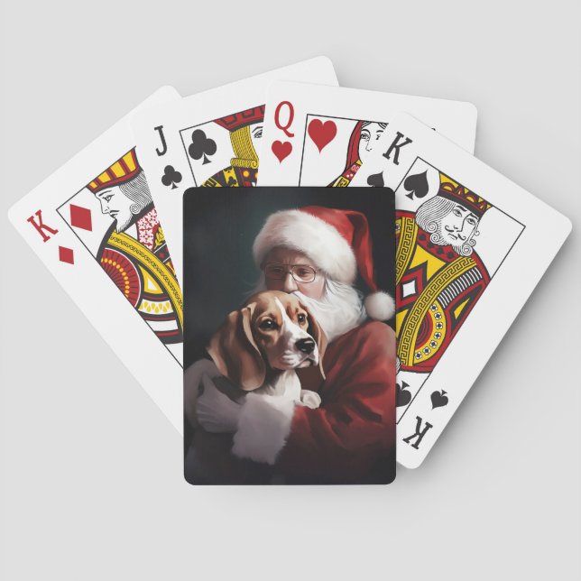 Beagle mit Weihnachtsmann Weihnachten Spielkarten (Rückseite)