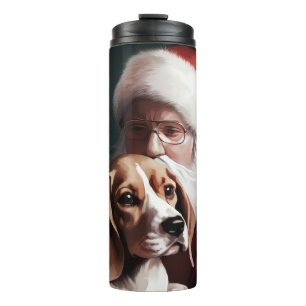 Beagle mit Weihnachtsmann Weihnachten Thermosbecher