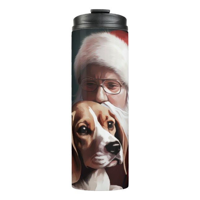 Beagle mit Weihnachtsmann Weihnachten Thermosbecher (Vorderseite)
