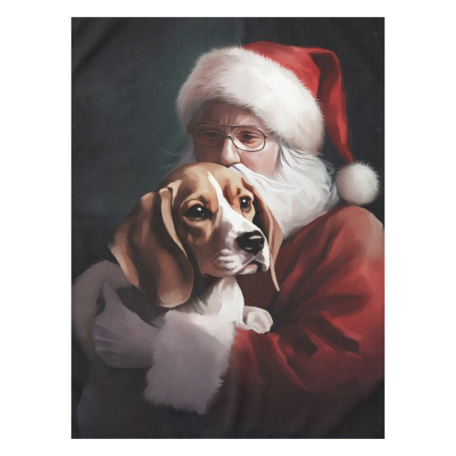 Beagle mit Weihnachtsmann Weihnachten Tischdecke (Vorderseite)