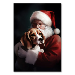 Beagle mit Weihnachtsmann Weihnachten Tischnummer