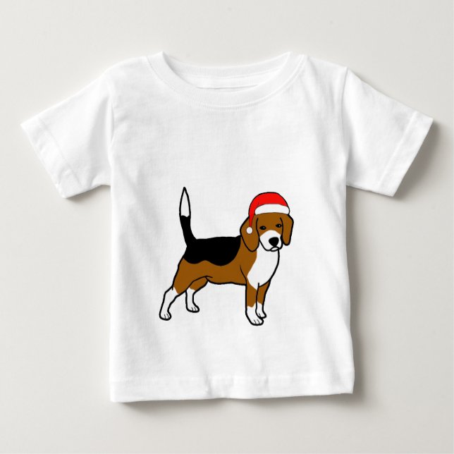 Beagle mit Weihnachtsmannmütze Baby T-shirt (Vorderseite)