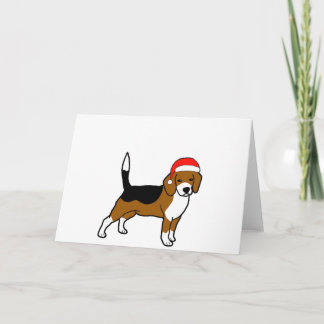 Beagle mit Weihnachtsmannmütze Feiertagskarte