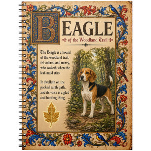 Beagle, mittelalterliche Bestiarien-Kunst Notizblock