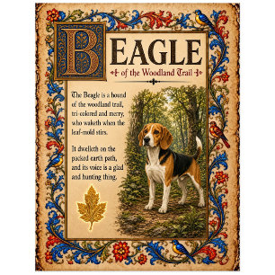 Beagle, mittelalterliche Bestiarien-Kunst Postkarte