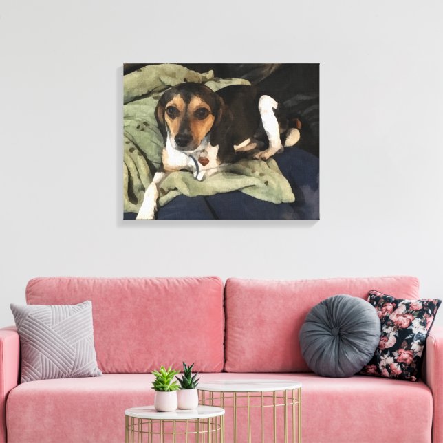 Beagle Mix Dog Digitale Kunst Leinwanddruck (Insitu (Wohnzimmer))