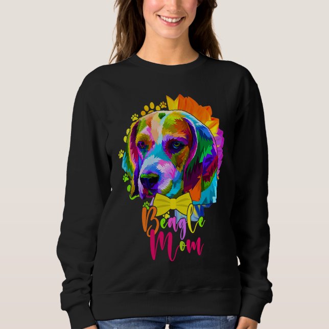 Beagle Mom Cute Colourful Dog Sunflower  Mother's  Sweatshirt (Vorderseite)