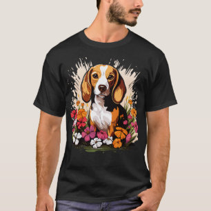 Beagle Mountain Blume Niedliche farbenfrohe Welpen T-Shirt