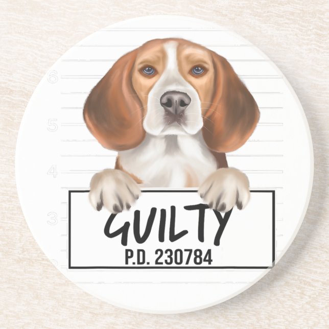 Beagle Mugshot Guilty Dog Getränkeuntersetzer (Vorne)