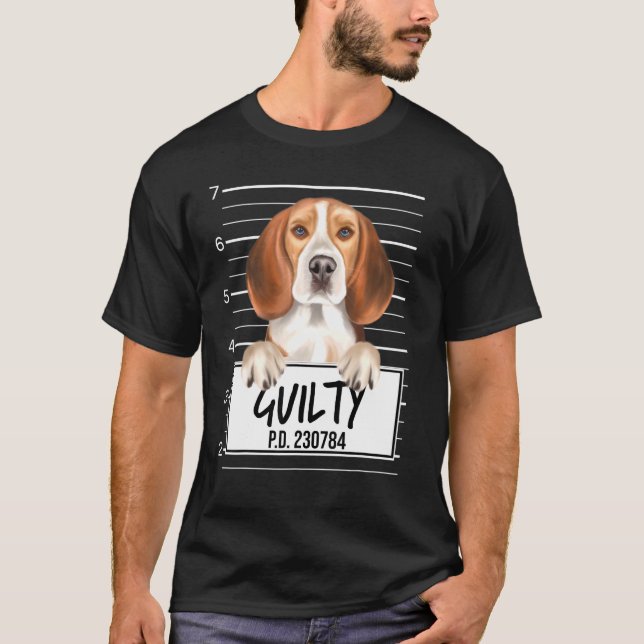 Beagle Mugshot Guilty Dog T-Shirt (Vorderseite)