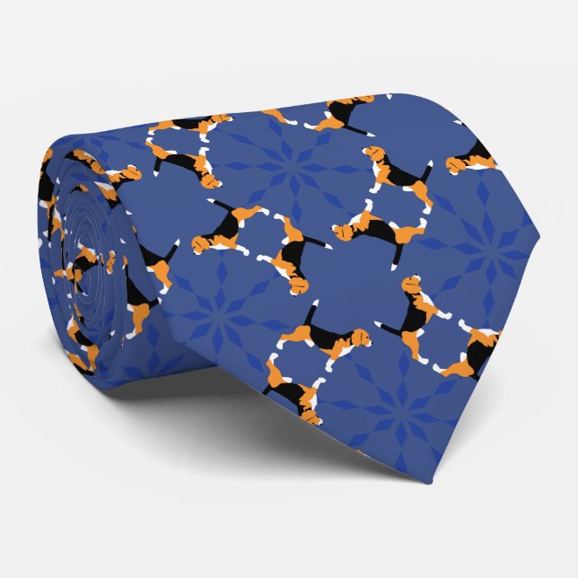 Beagle Musterblau Krawatte (Gerollt)