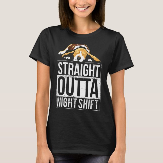 Beagle Niedlich Napping Night Shift T-Shirt (Vorderseite)