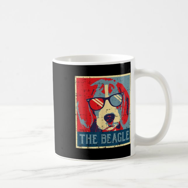 Beagle Obama Poster Vintage Tierhunde D Kaffeetasse (Rechts)