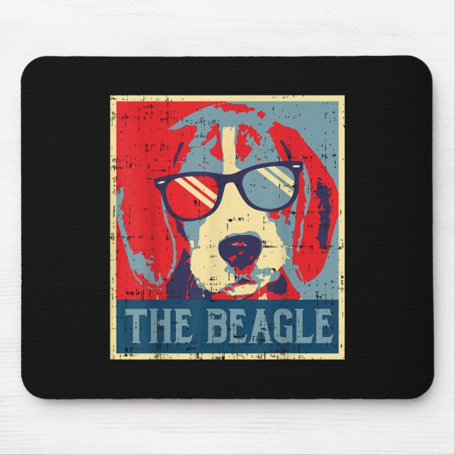 Beagle Obama Poster Vintage Tierhunde D Mousepad (Vorne)