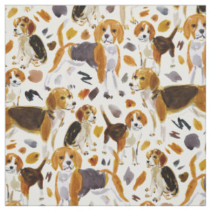 BEAGLE Painterly Watercolor Hound Hunde Stoff