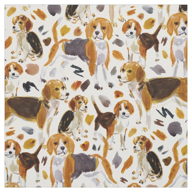 BEAGLE Painterly Watercolor Hound Hunde Stoff (Muster)