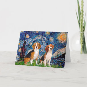 Beagle Pair - Starry Night Karte