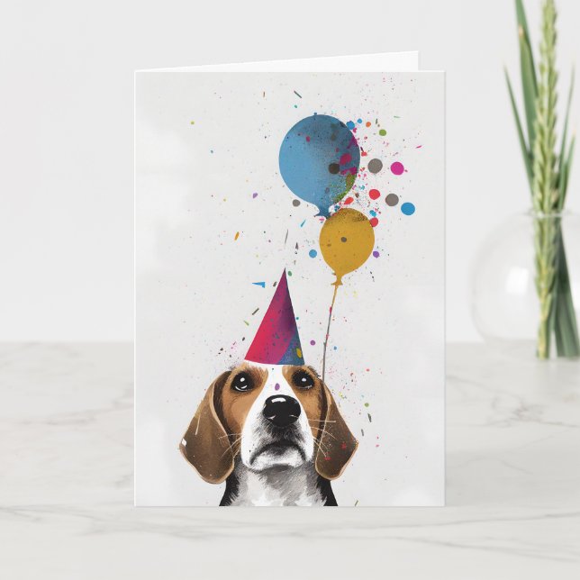 Beagle Party Grußkarte Karte (Vorderseite)