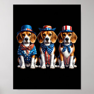 Beagle Patriotic 4. Juli USA Flagge Amerika Pupp Poster