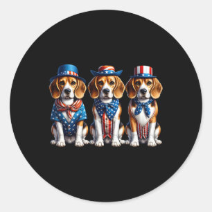 Beagle Patriotic 4. Juli USA Flagge Amerika Pupp Runder Aufkleber