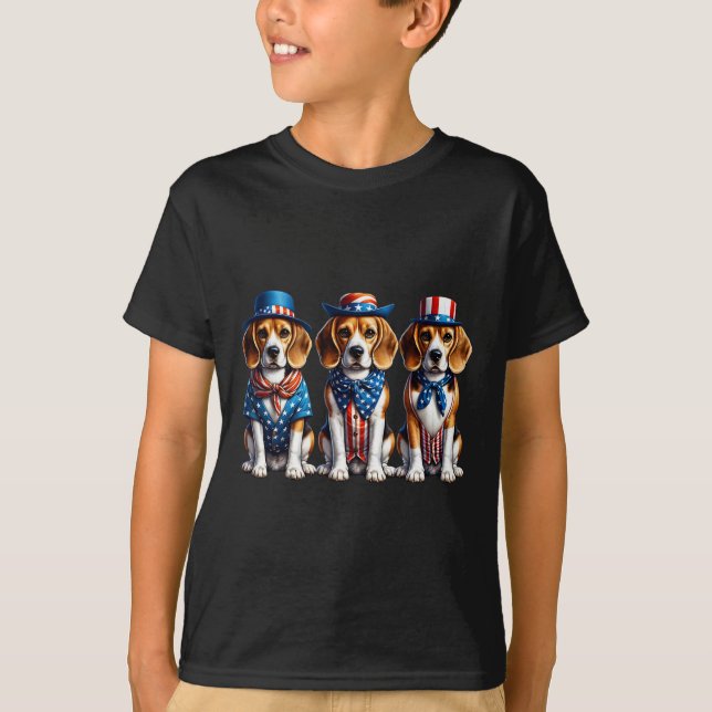 Beagle Patriotic 4. Juli USA Flagge Amerika Pupp T-Shirt (Vorderseite)