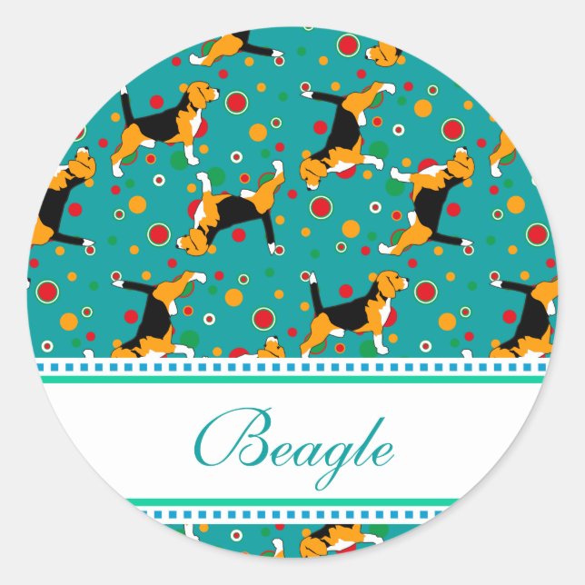Beagle Pattern Runder Aufkleber (Vorderseite)