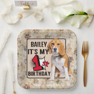 Beagle Personalisiert 1. Party Pappteller
