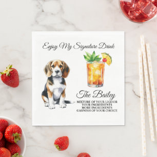Beagle Personalisiert Signature Drink Hochzeitstic Serviette