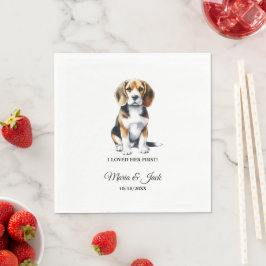 Beagle Personalisierter Haustier Hochzeitscocktail Serviette