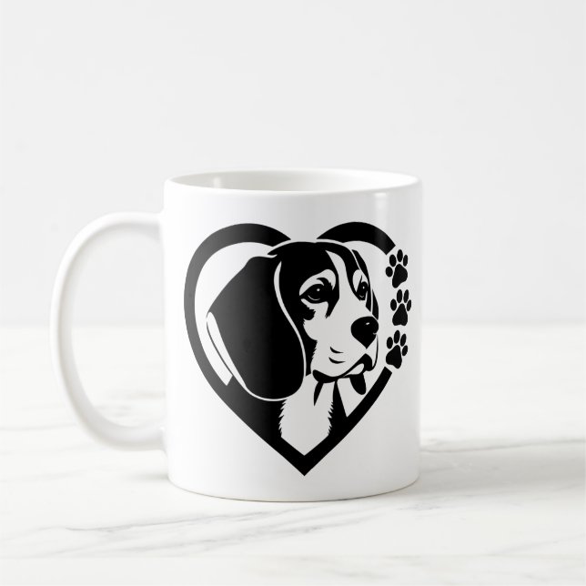 Beagle Pfote Herz Kaffeetasse (Links)
