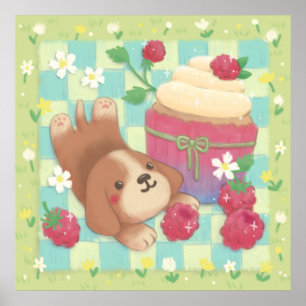 Beagle Picnic Day mit Himbeere Poster