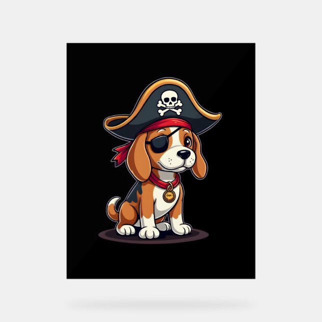 Beagle Pirate Costume Jolly Roger Flag Skull Cross Acrylschild (Vorderseite)
