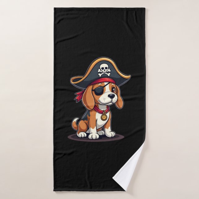 Beagle Pirate Costume Jolly Roger Flag Skull Cross Badehandtuch (Badehandtuch)